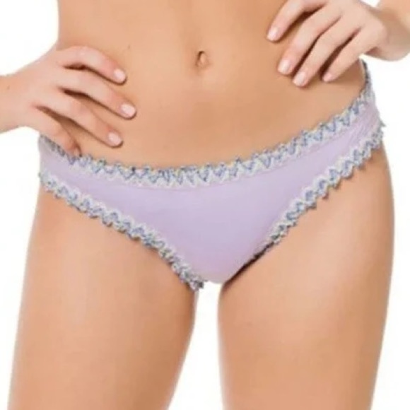 BECCA Bikini Bottom NWOT Mardi Gras Frilled Edge Hipster in Iris Size XS - Picture 1 of 7